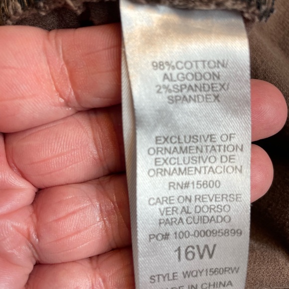 Democracy With Ab Solution Womens Size 16W Corduroy Pants Brown 5601 - Picture 3 of 9